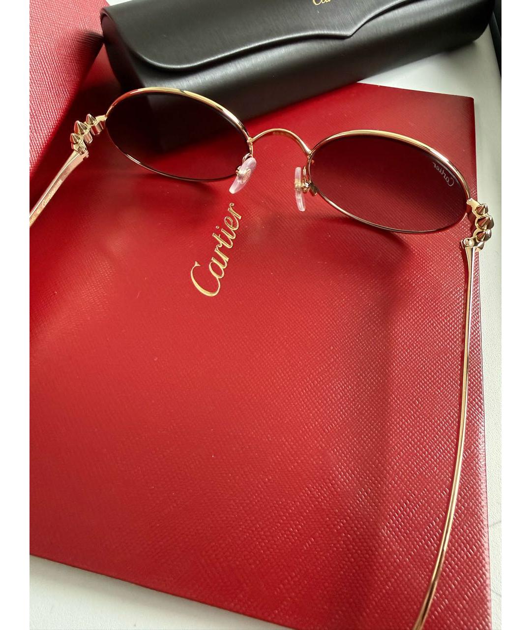 CARTIER Золотые металлические солнцезащитные очки, фото 3