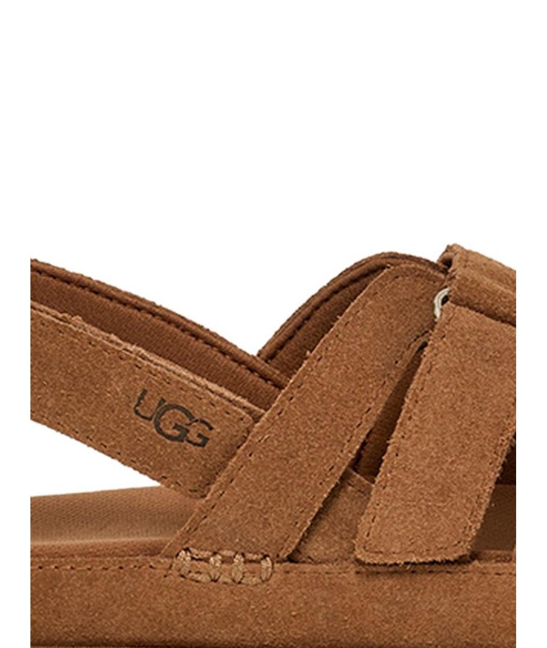 UGG AUSTRALIA Коричневые кожаные сандалии, фото 2