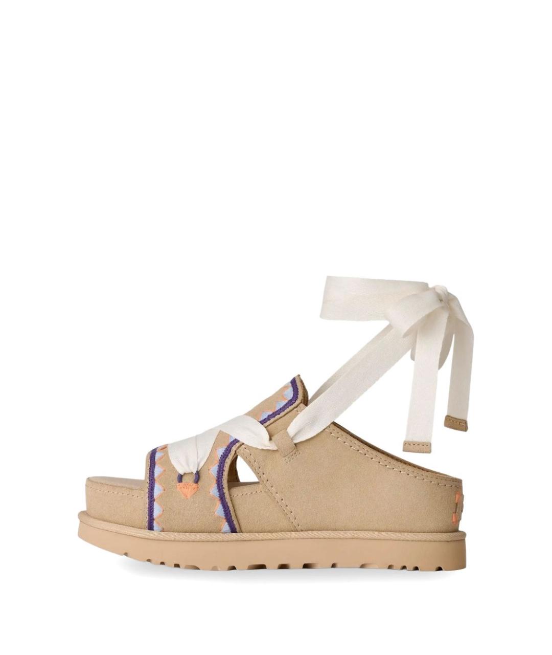 UGG AUSTRALIA Бежевые кожаные босоножки, фото 4