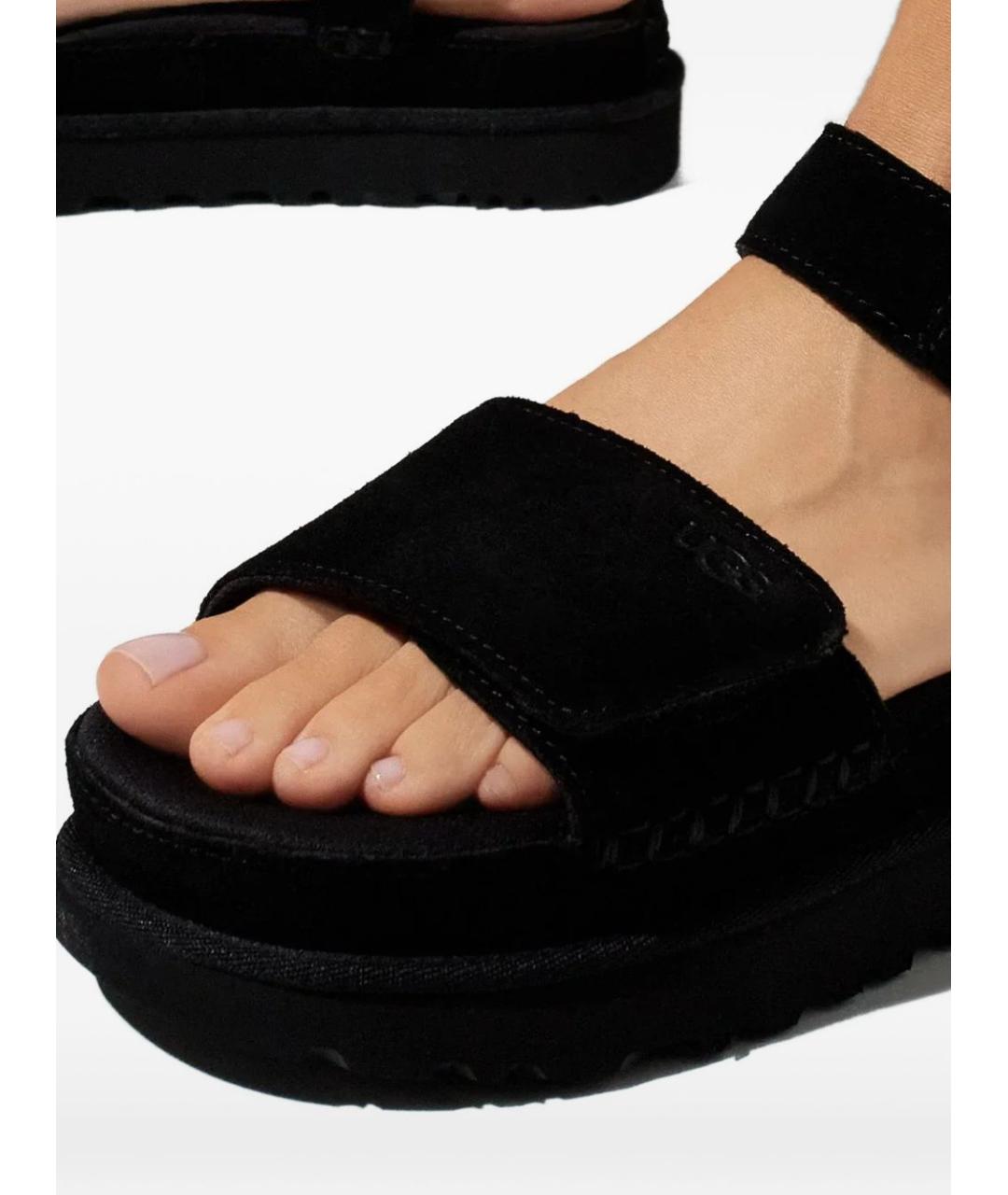 UGG AUSTRALIA Черные кожаные босоножки, фото 2