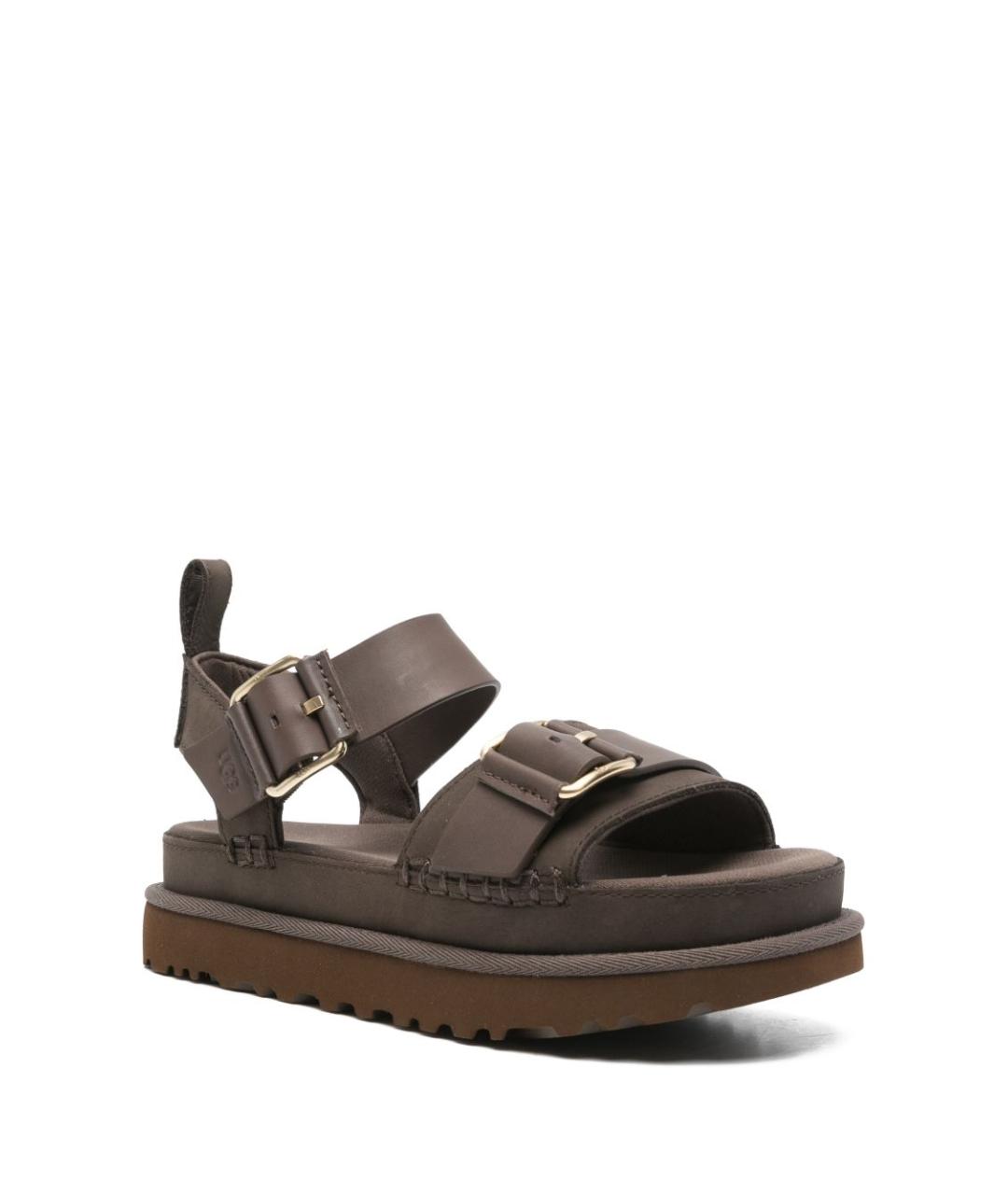 UGG AUSTRALIA Коричневые кожаные босоножки, фото 4