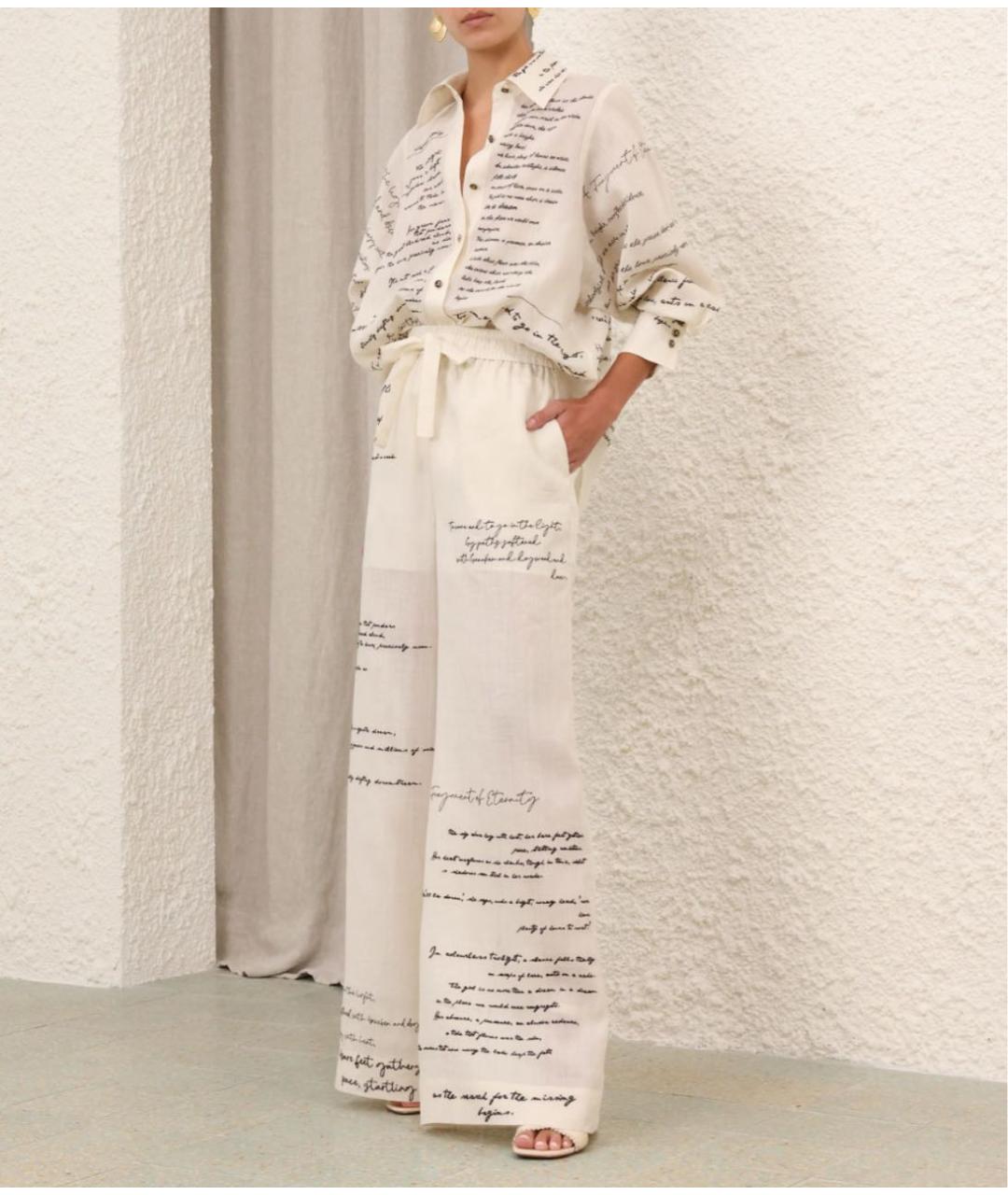 ZIMMERMANN Бежевый льняной костюм с брюками, фото 5