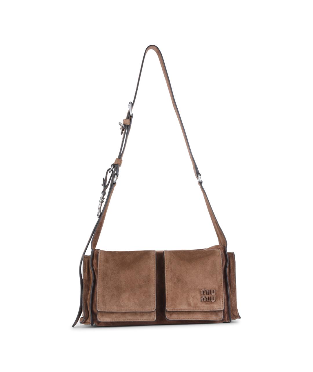 MIU MIU Коричневая замшевая сумка через плечо, фото 1