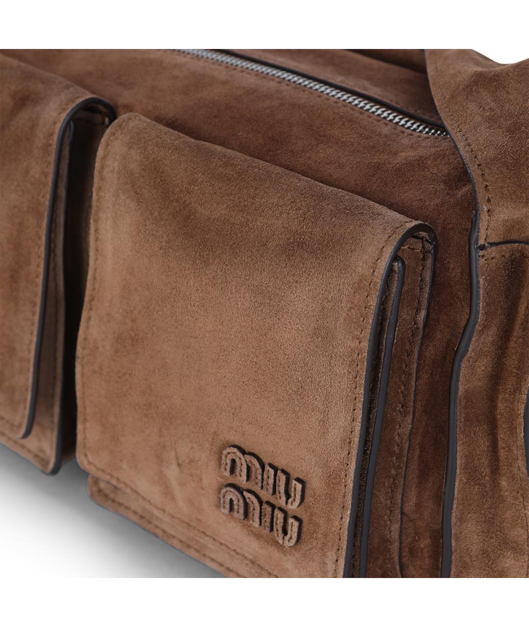 MIU MIU Коричневая замшевая сумка через плечо, фото 4