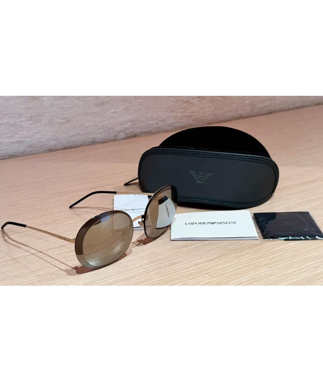 EMPORIO ARMANI Золотые металлические солнцезащитные очки, фото 3