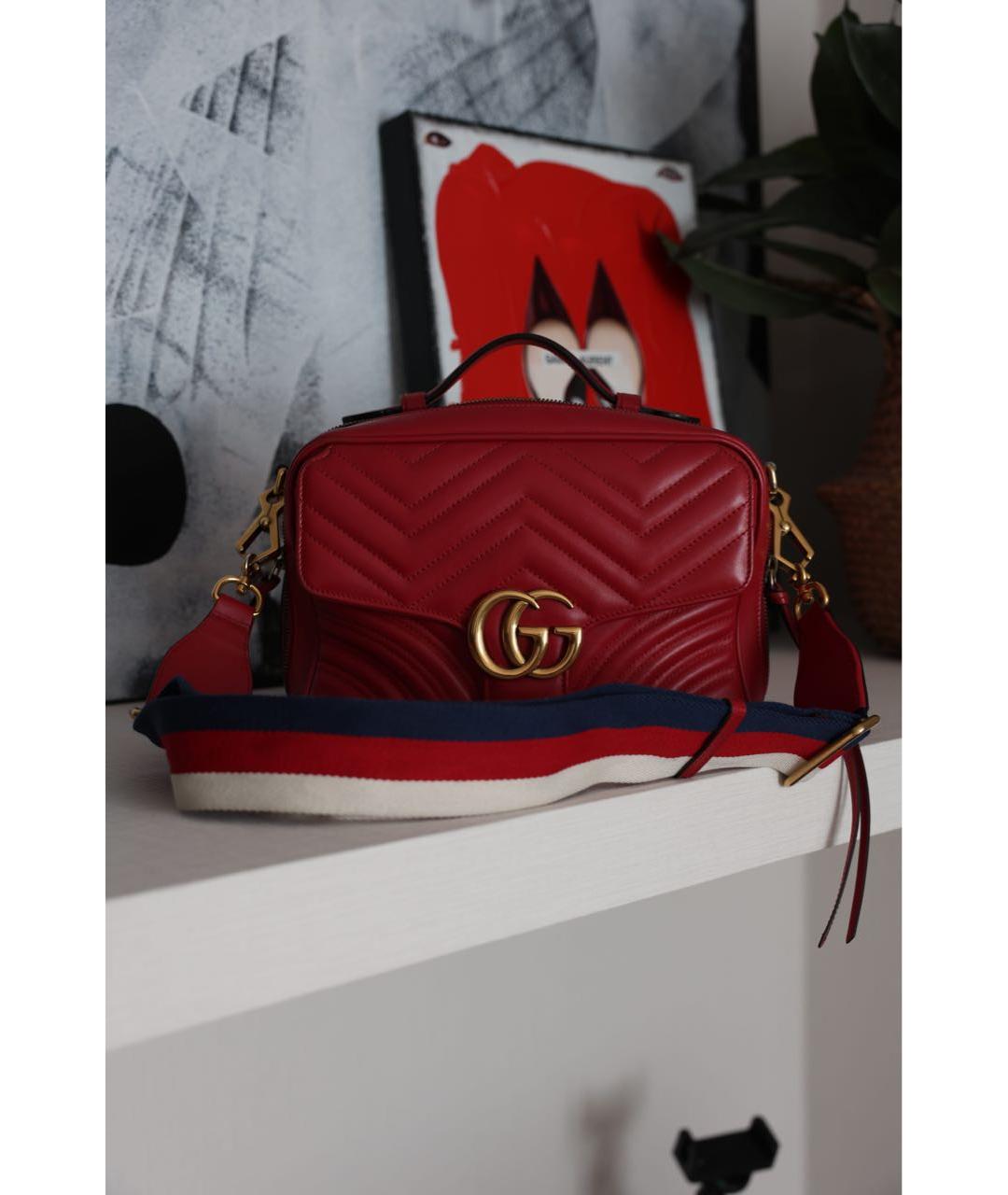 GUCCI Красная кожаная сумка через плечо, фото 9