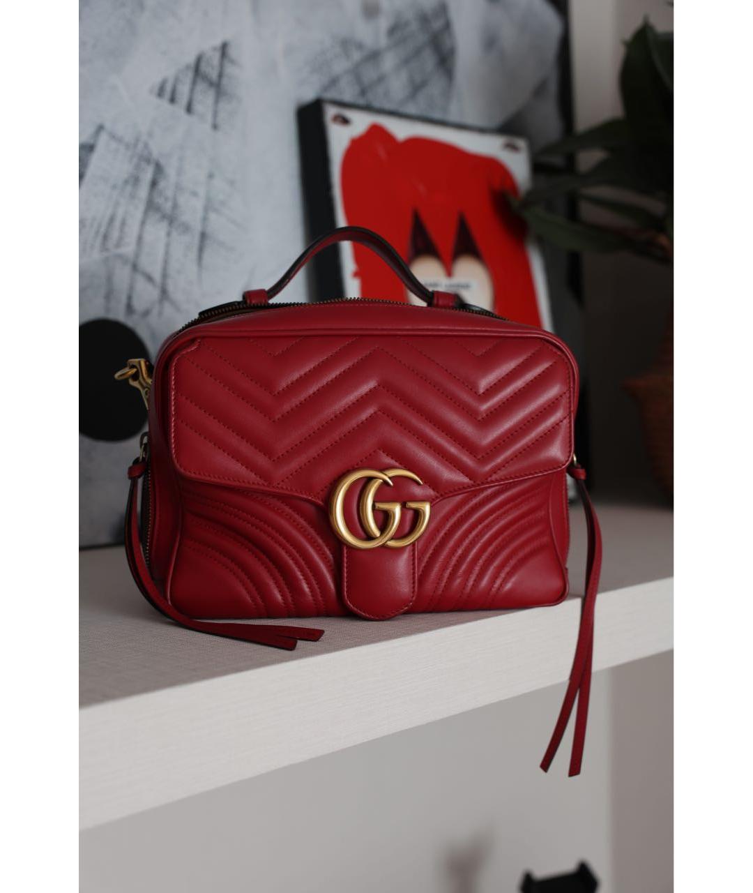 GUCCI Красная кожаная сумка через плечо, фото 8