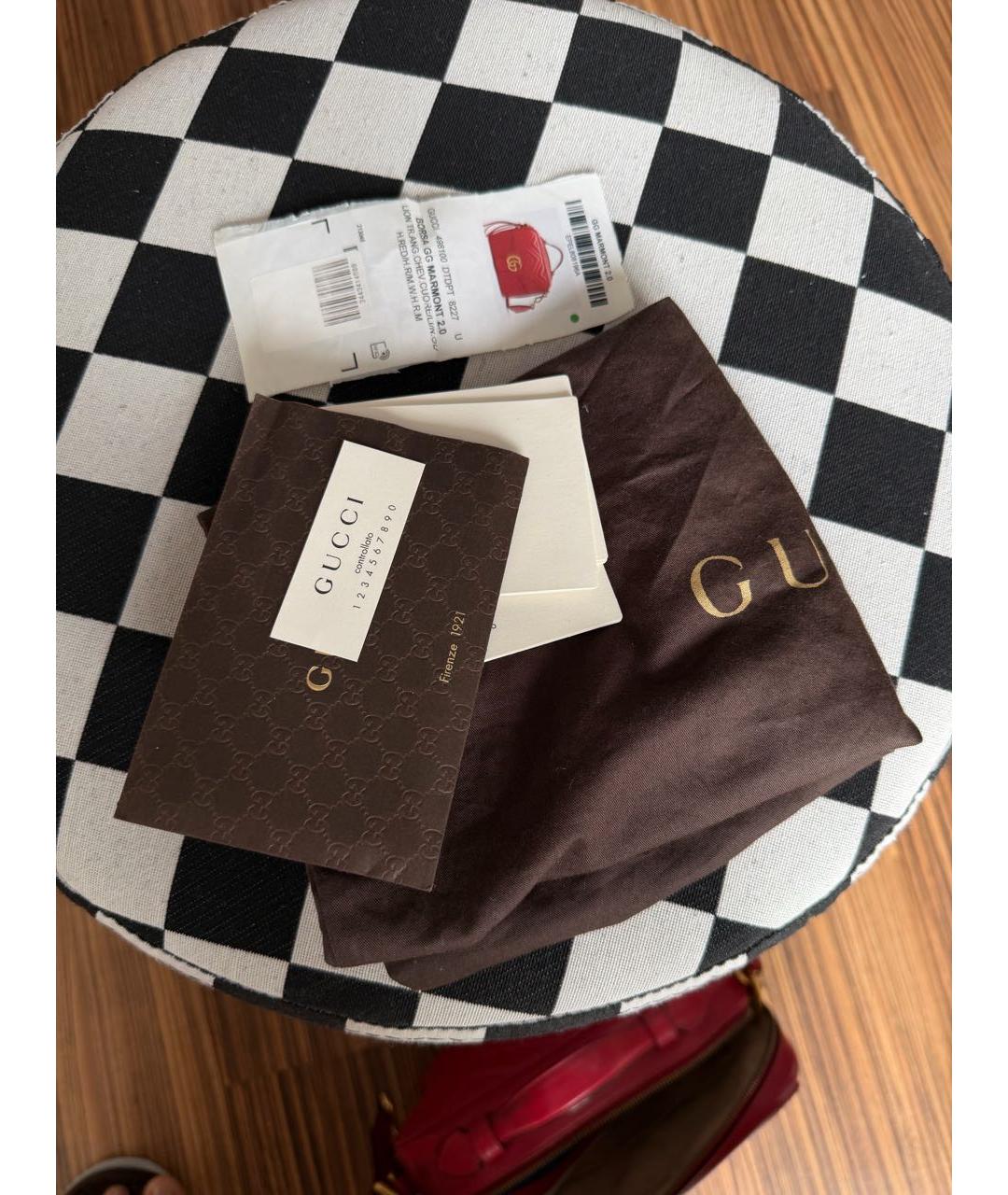 GUCCI Красная кожаная сумка через плечо, фото 7