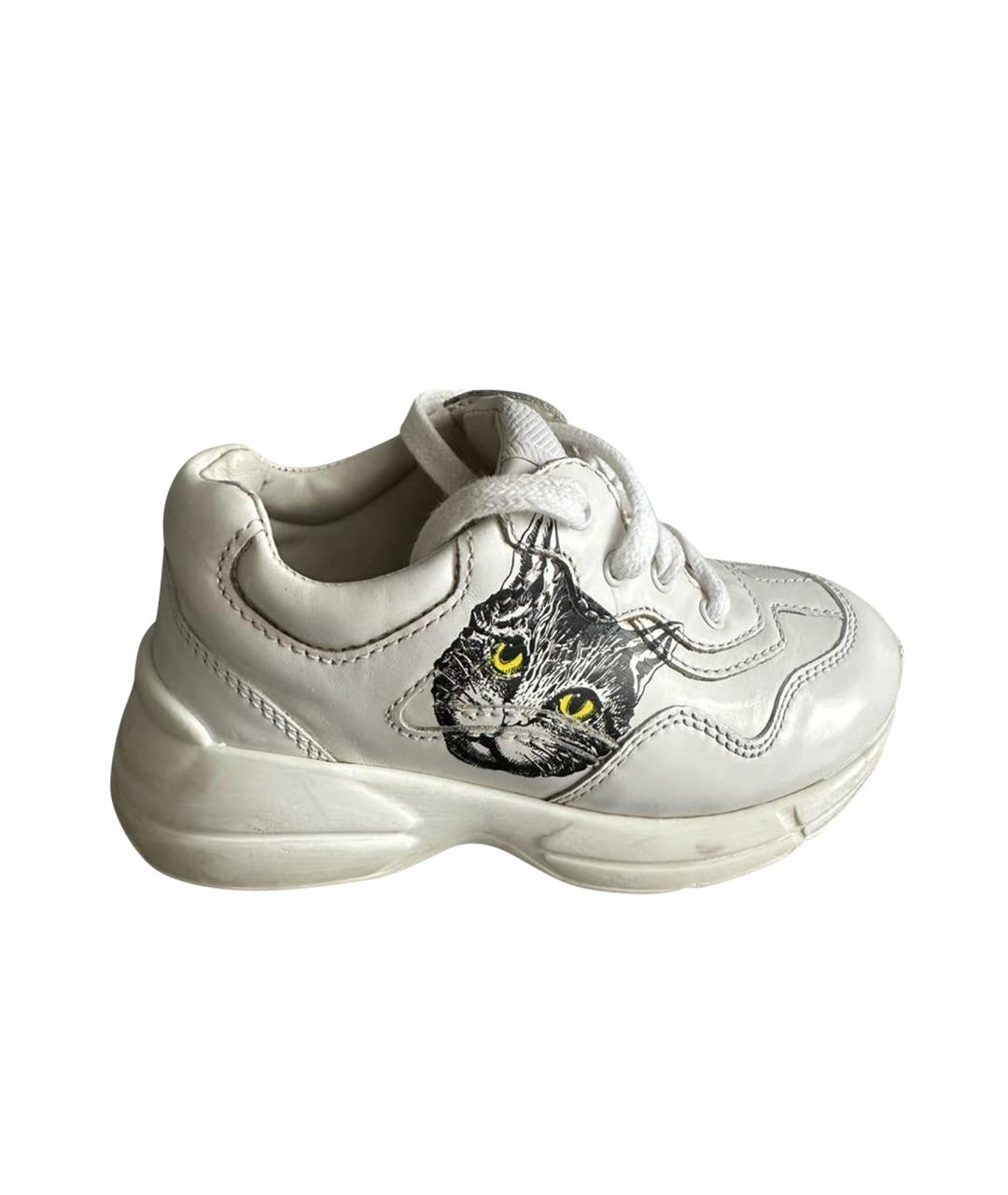 GUCCI KIDS Белые кожаные ботинки, фото 1