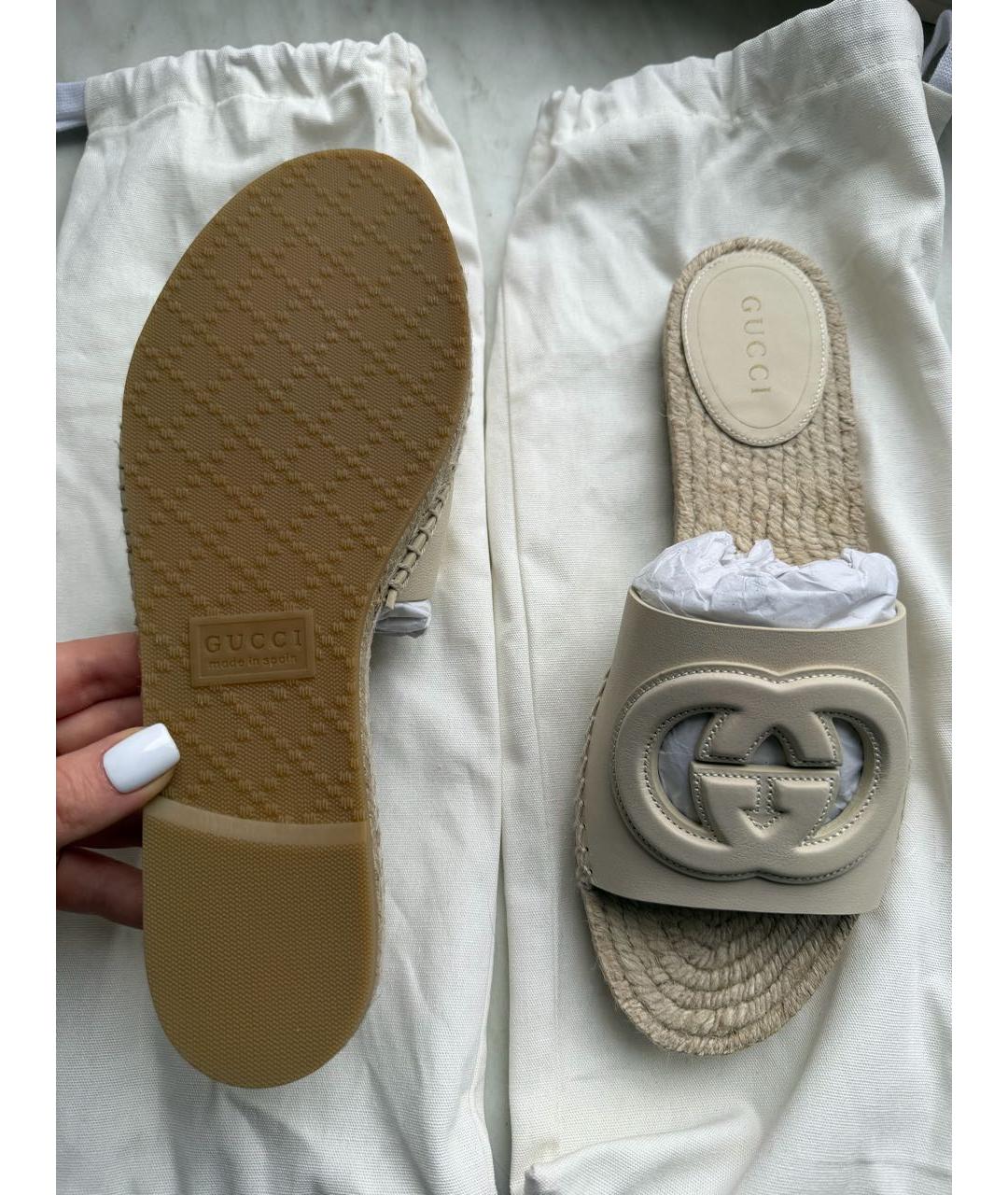 GUCCI Бежевые шлепанцы, фото 4