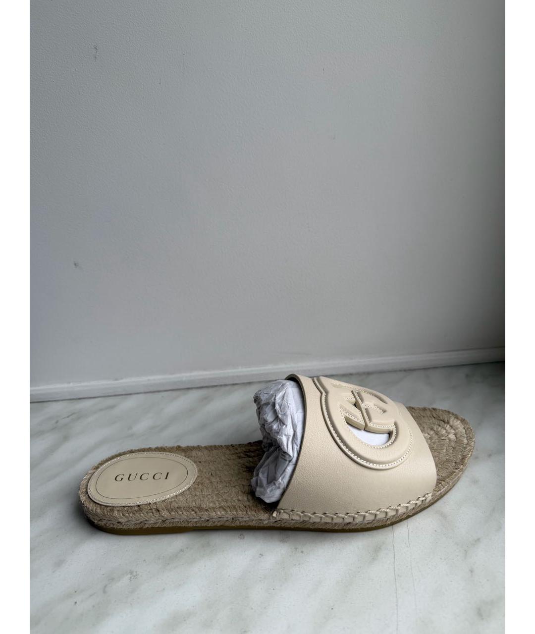 GUCCI Бежевые шлепанцы, фото 5