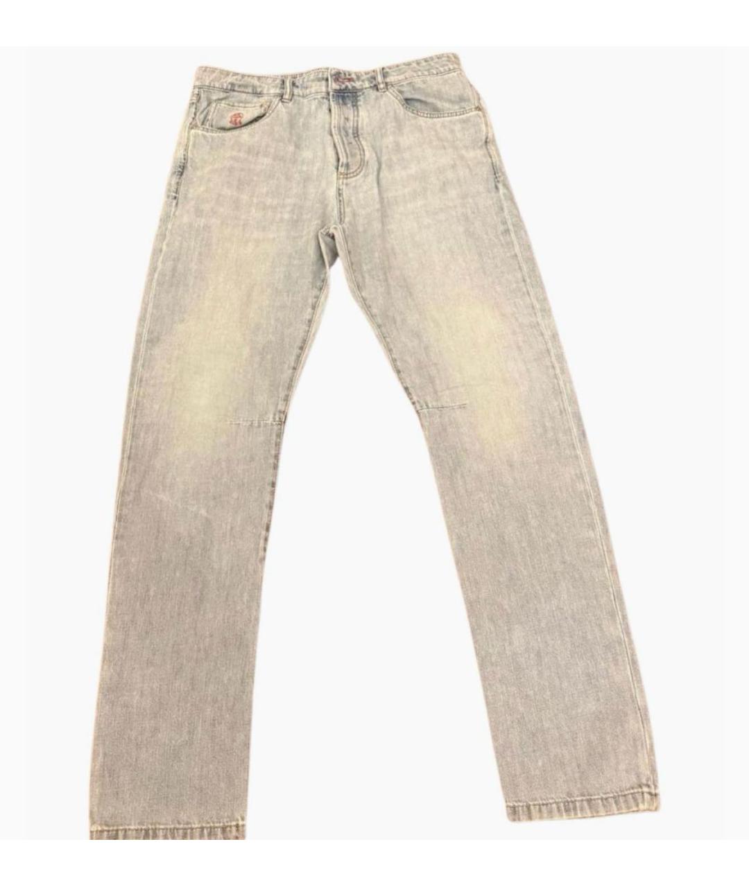 BRUNELLO CUCINELLI Голубые хлопковые джинсы скинни, фото 7