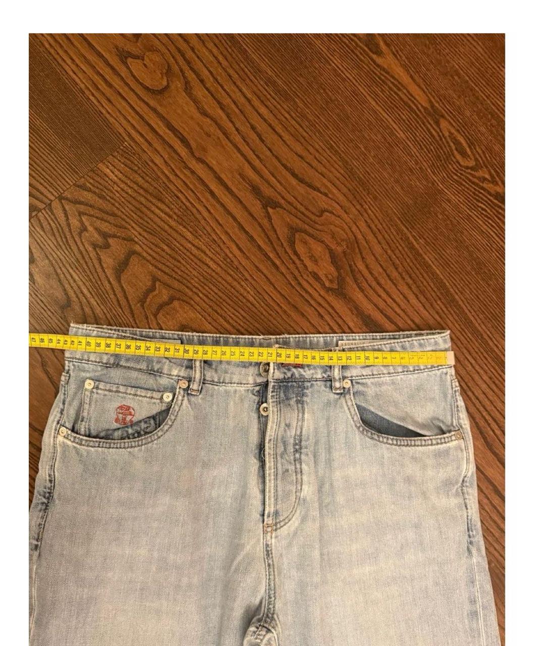 BRUNELLO CUCINELLI Голубые хлопковые джинсы скинни, фото 5