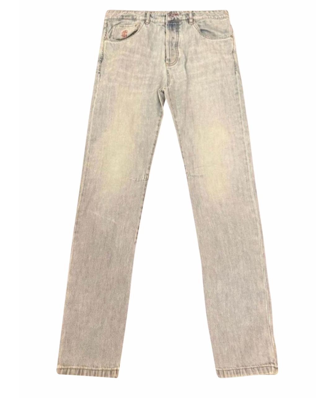 BRUNELLO CUCINELLI Голубые хлопковые джинсы скинни, фото 1