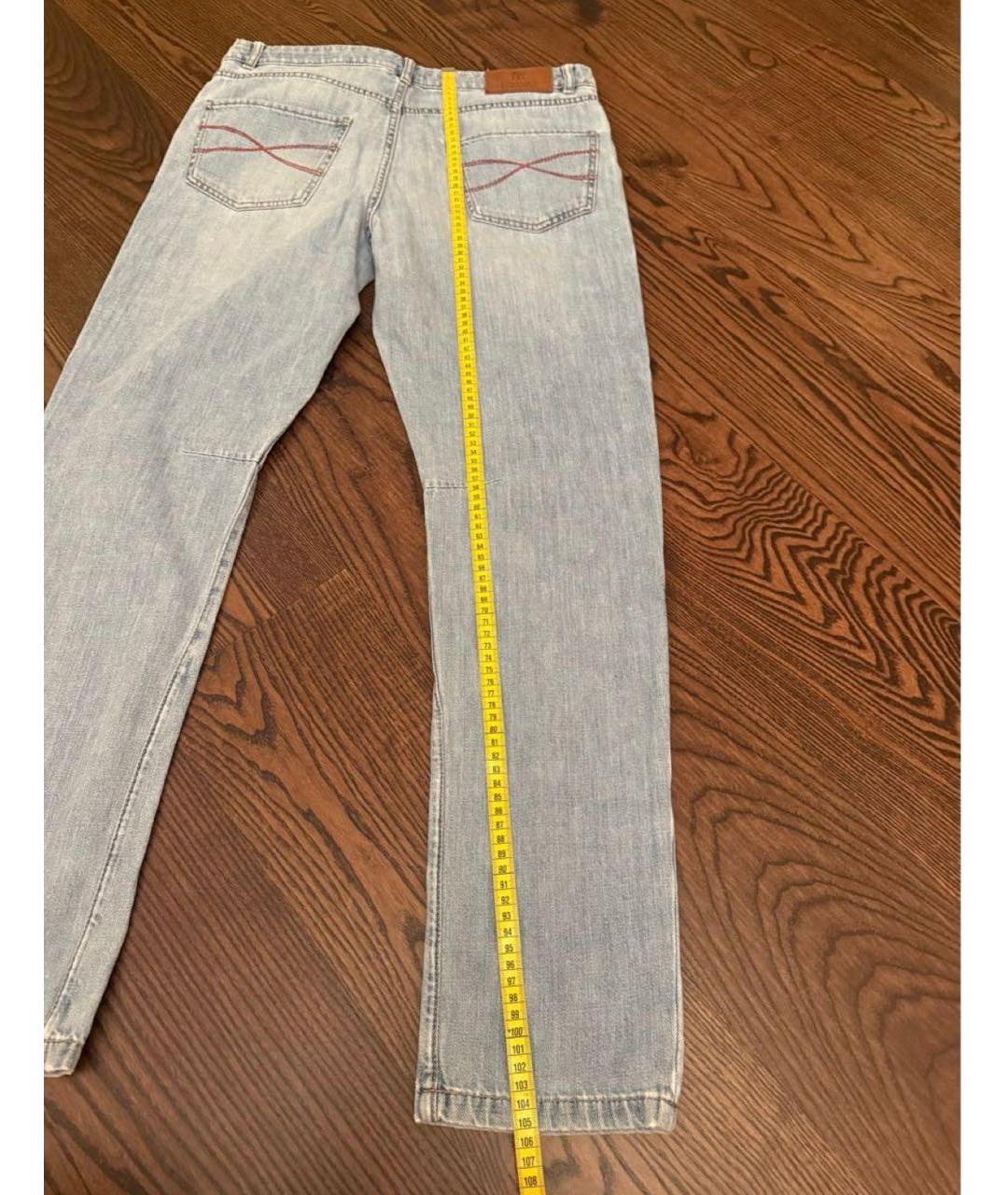 BRUNELLO CUCINELLI Голубые хлопковые джинсы скинни, фото 6