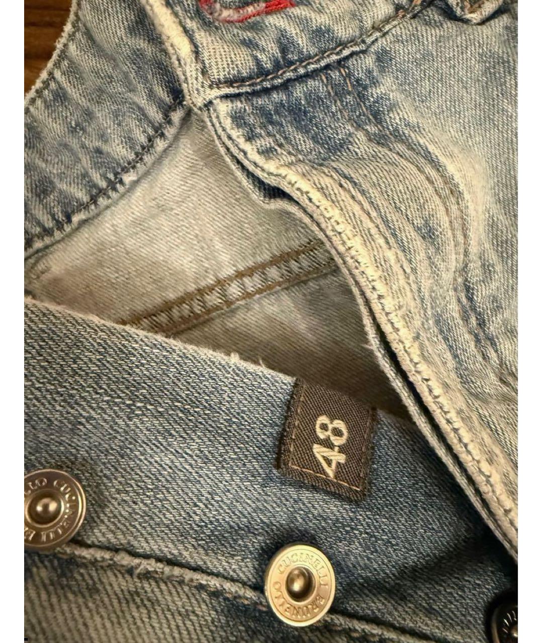 BRUNELLO CUCINELLI Голубые хлопковые джинсы скинни, фото 2