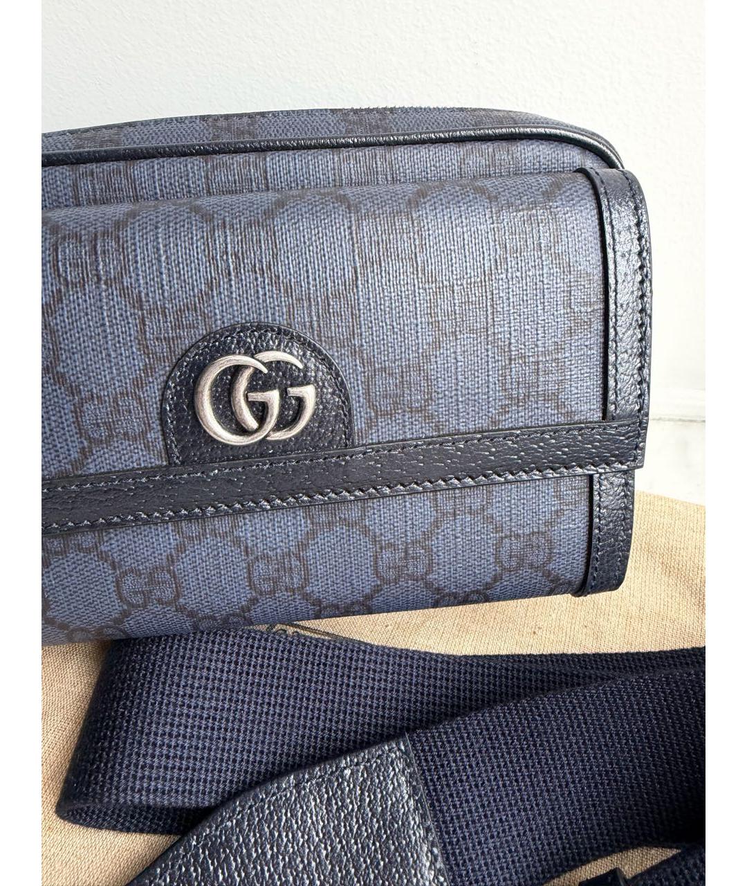 GUCCI Темно-синяя барсетка, фото 3
