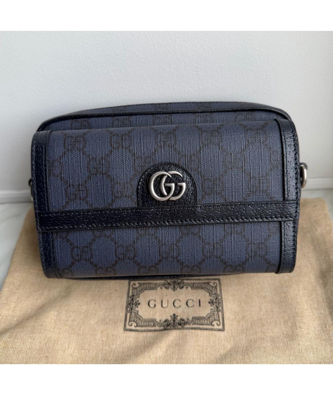 GUCCI Темно-синяя барсетка, фото 5