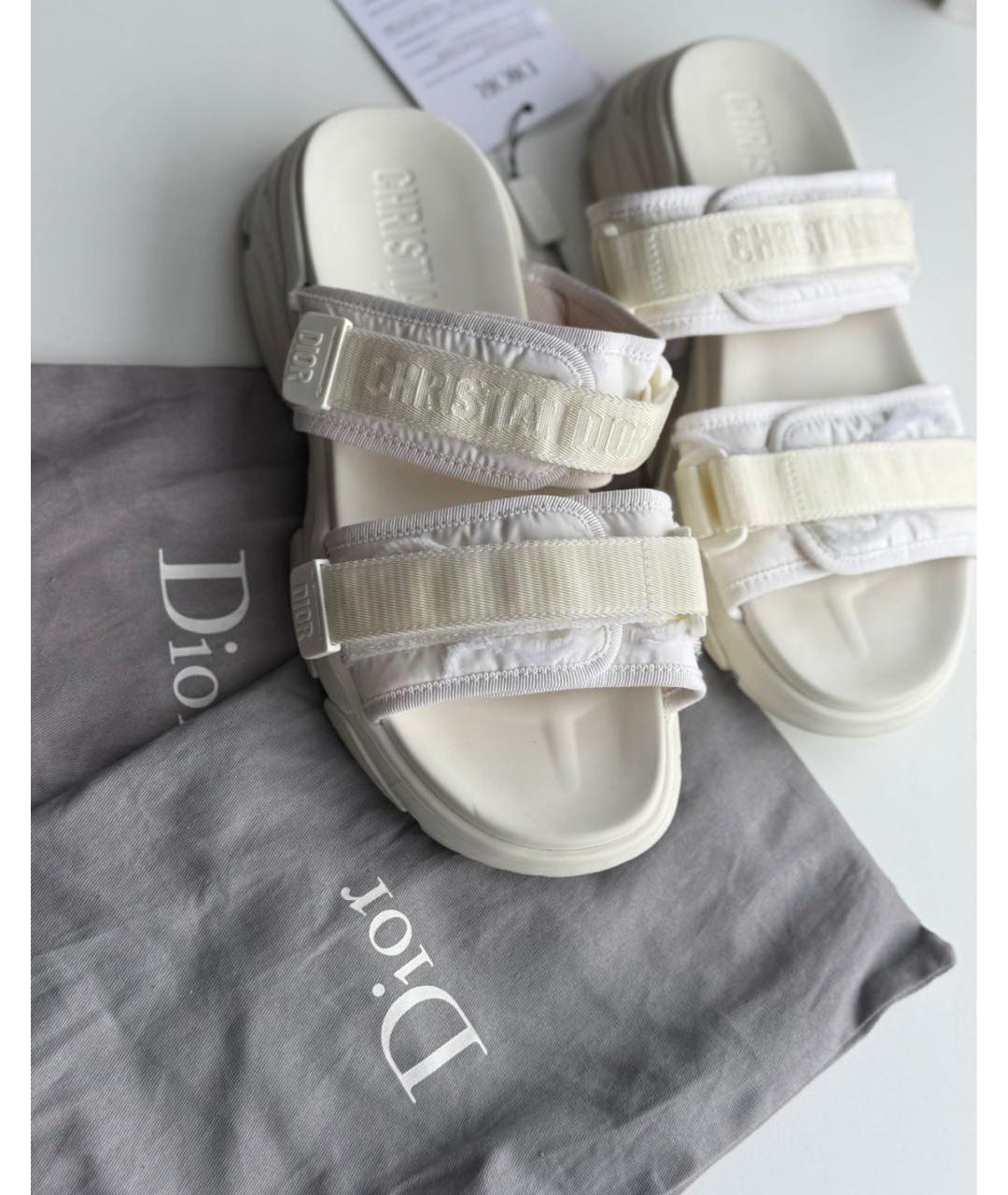 CHRISTIAN DIOR Белые текстильные сандалии, фото 7