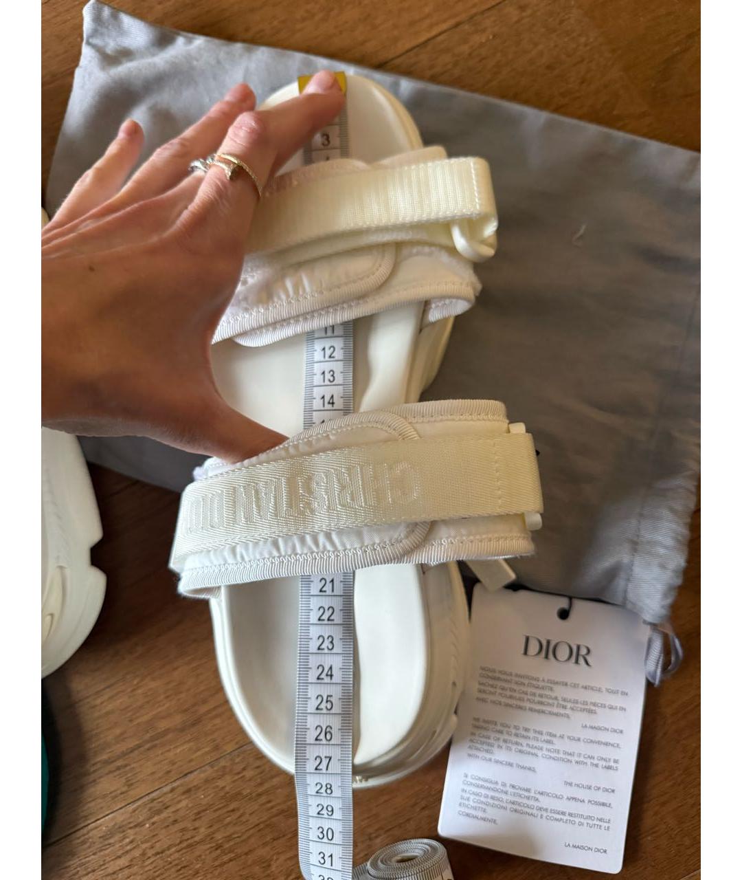 CHRISTIAN DIOR Белые текстильные сандалии, фото 6