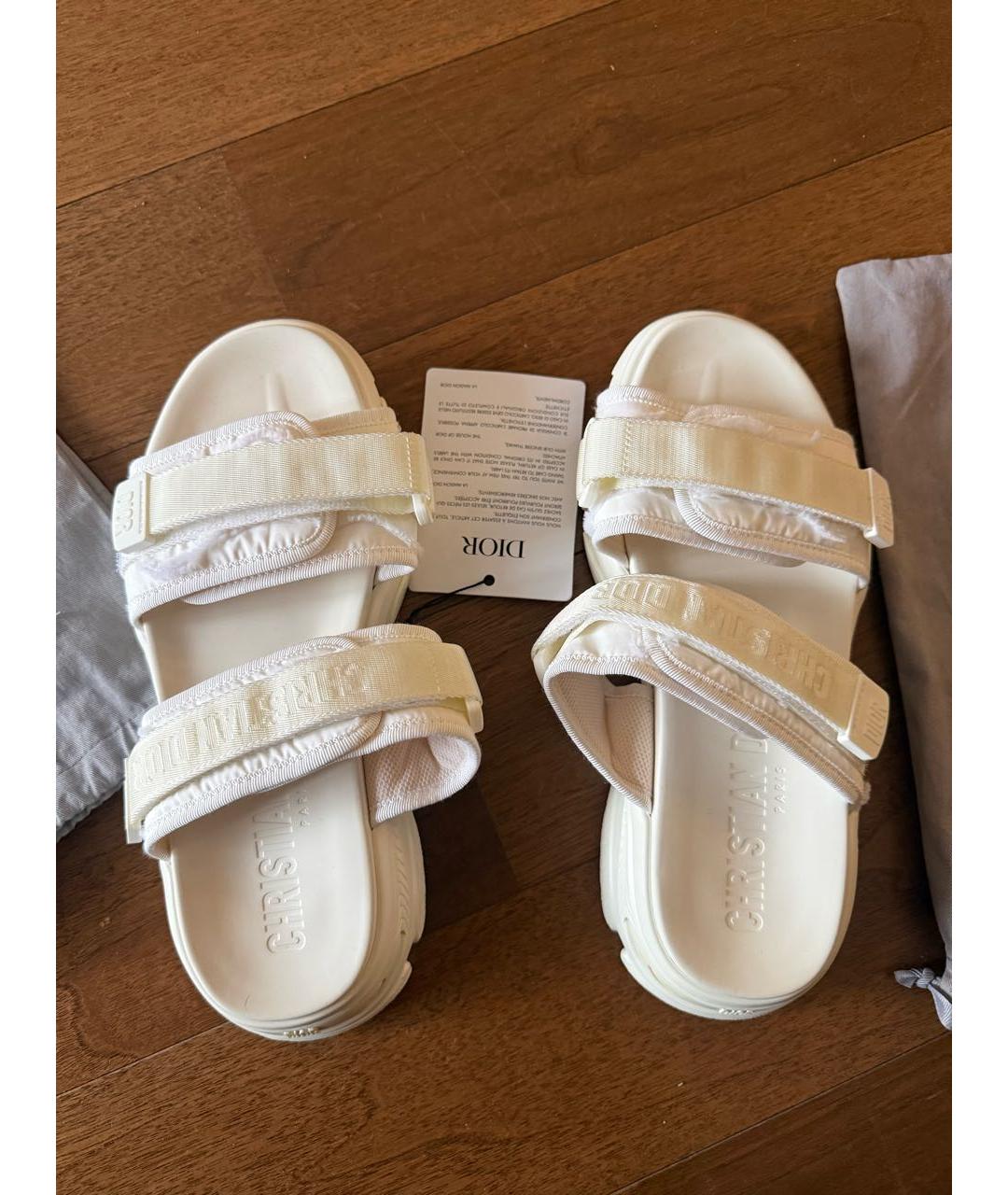 CHRISTIAN DIOR Белые текстильные сандалии, фото 2