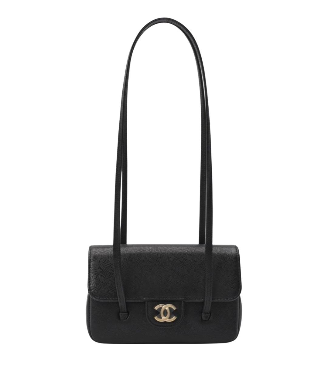 CHANEL Черная кожаная сумка с короткими ручками, фото 1