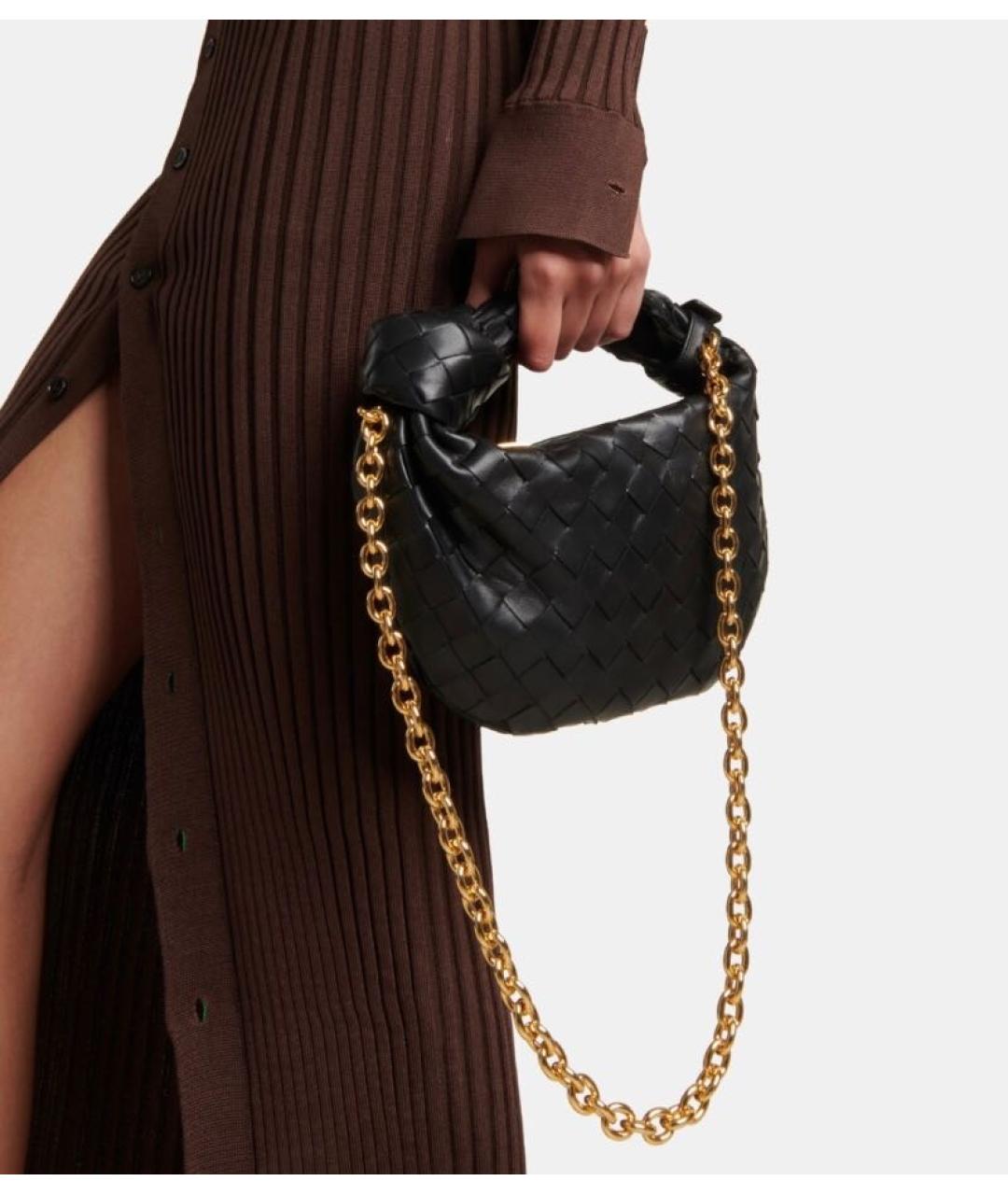 BOTTEGA VENETA Черная кожаная сумка с короткими ручками, фото 8