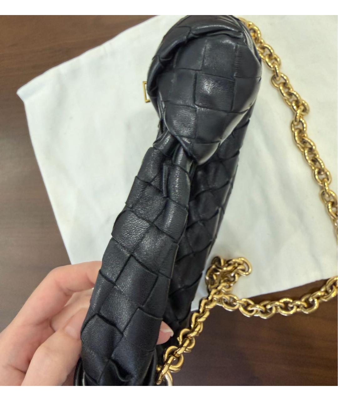 BOTTEGA VENETA Черная кожаная сумка с короткими ручками, фото 4