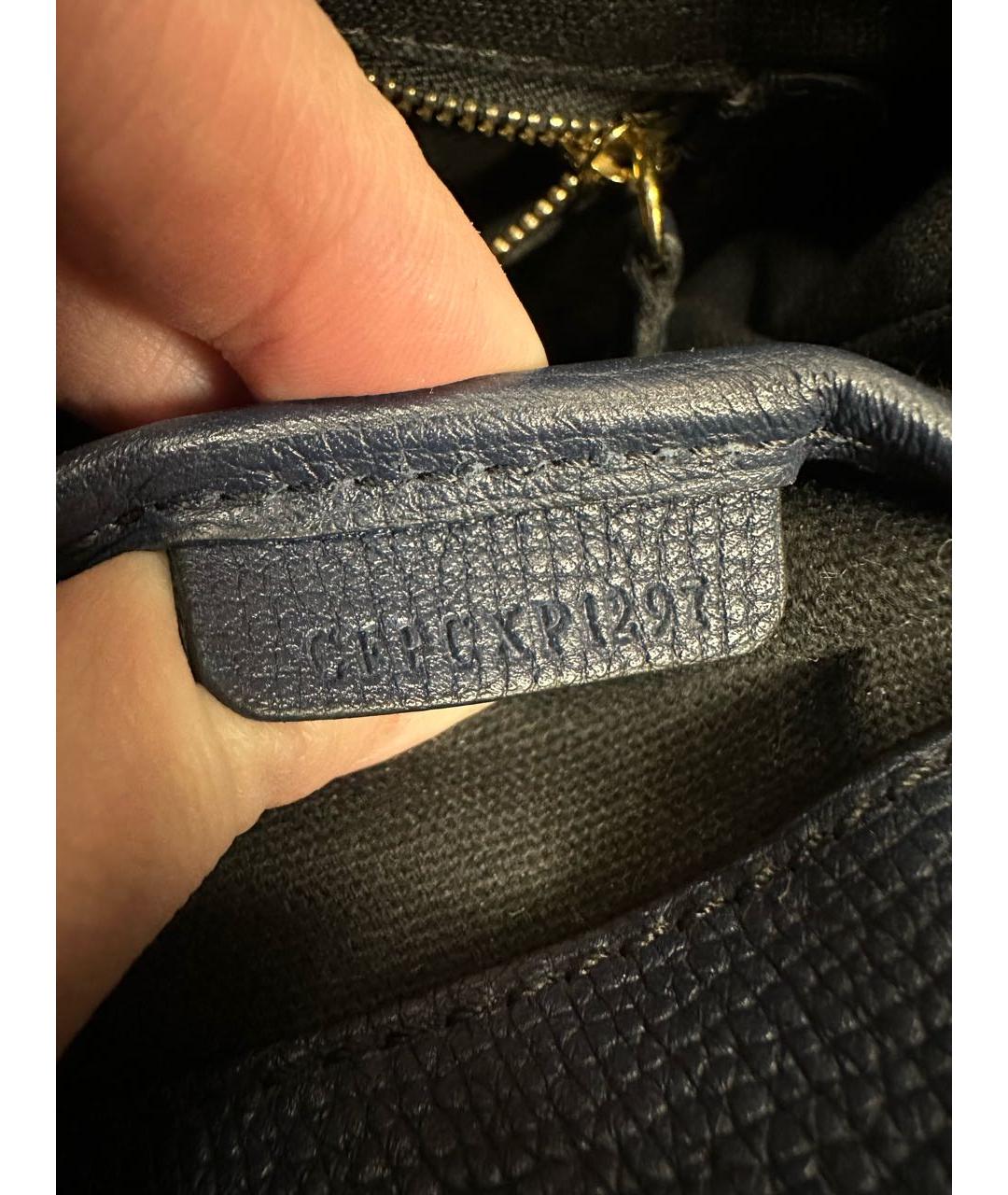 BURBERRY Темно-синяя кожаная сумка тоут, фото 7