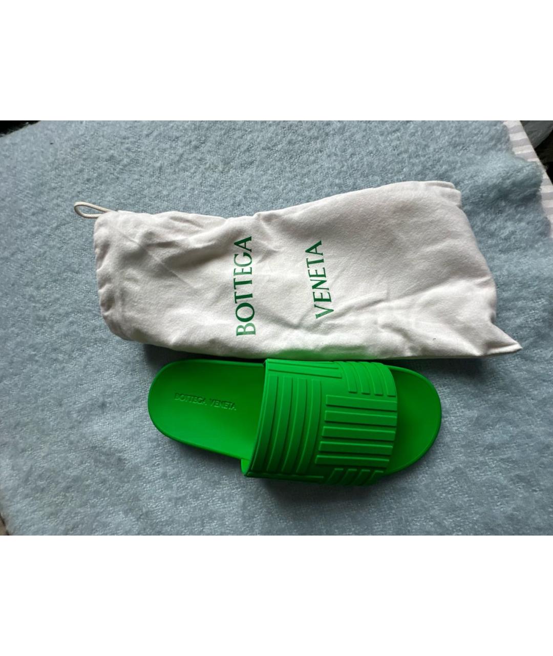 BOTTEGA VENETA Зеленые резиновые шлепанцы, фото 8