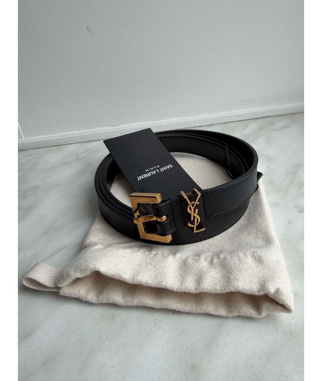 SAINT LAURENT Черный кожаный ремень, фото 2