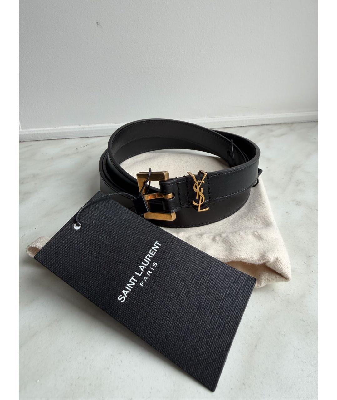 SAINT LAURENT Черный кожаный ремень, фото 5