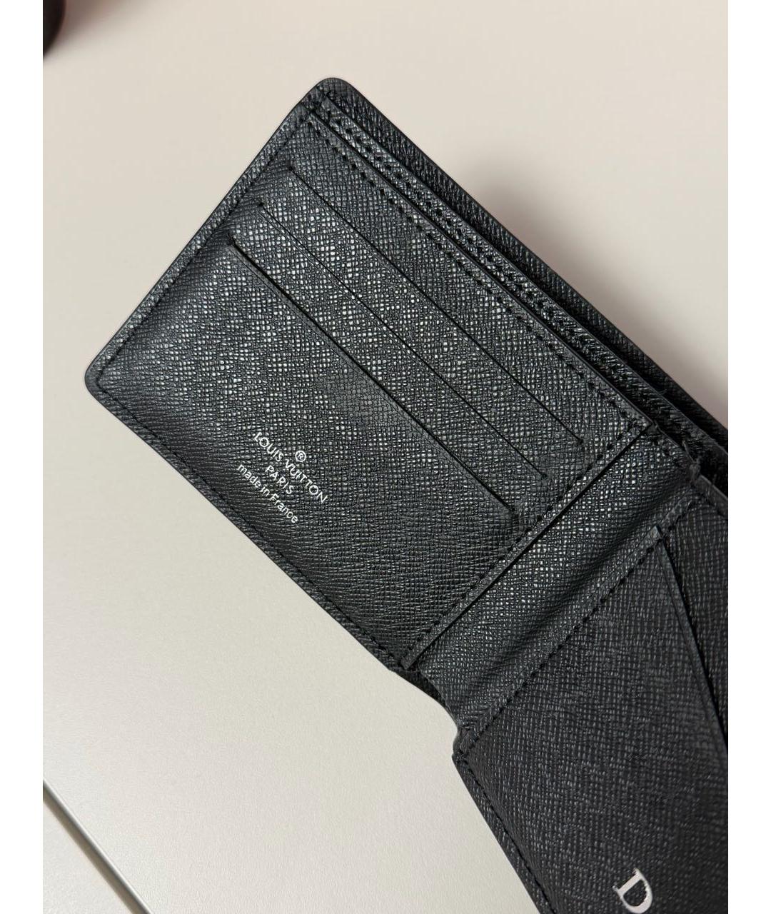 LOUIS VUITTON Черный кожаный кошелек, фото 4