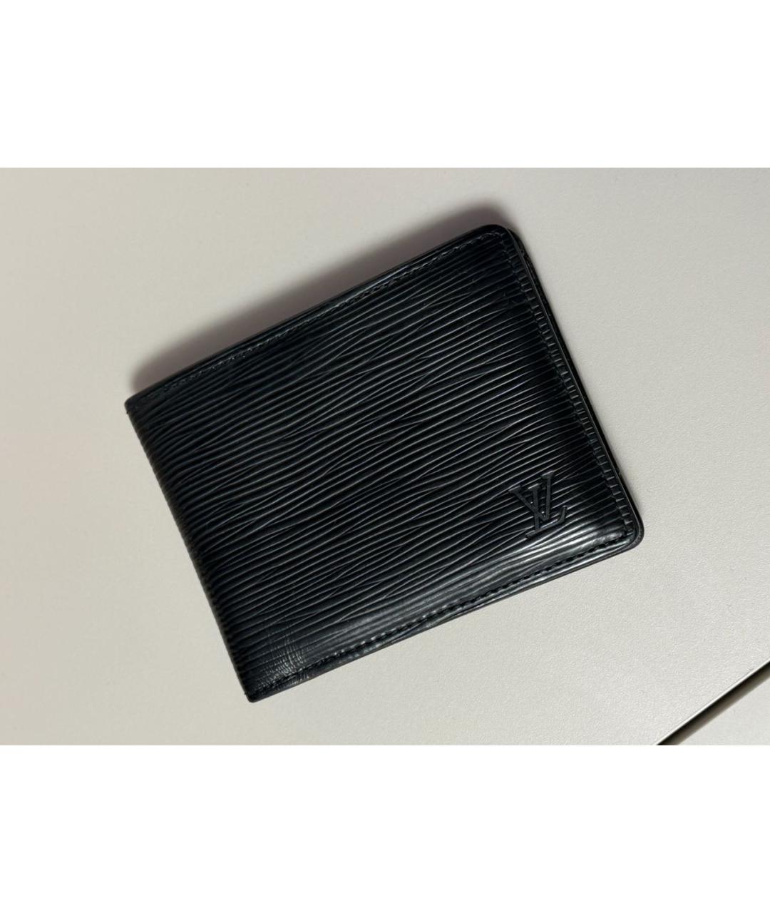 LOUIS VUITTON Черный кожаный кошелек, фото 9