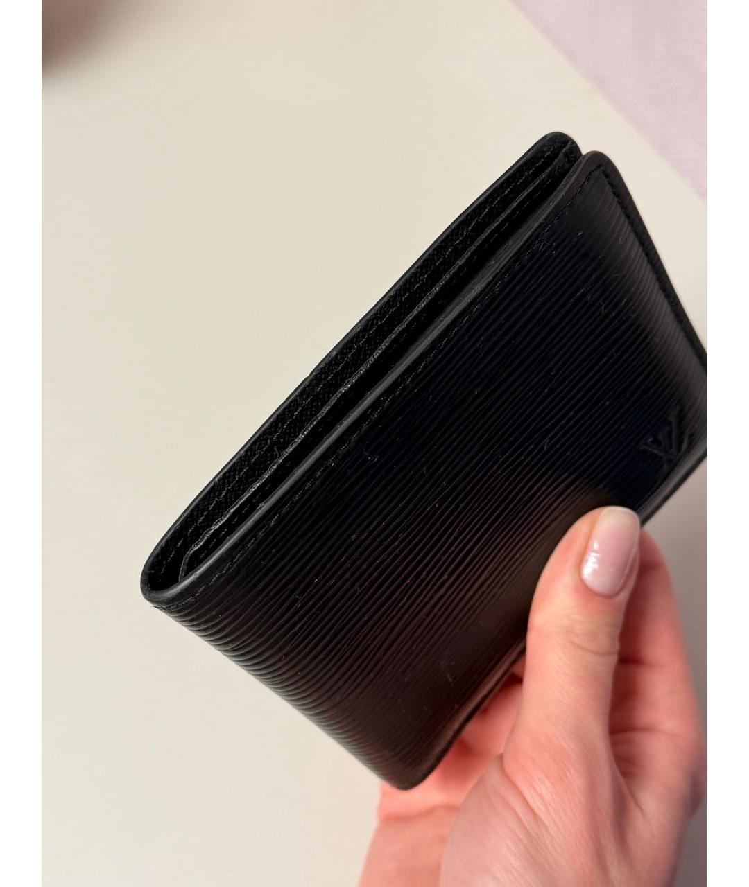 LOUIS VUITTON Черный кожаный кошелек, фото 8