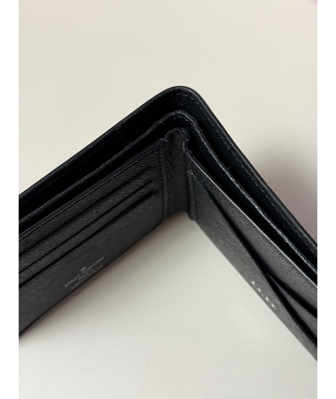 LOUIS VUITTON Черный кожаный кошелек, фото 6