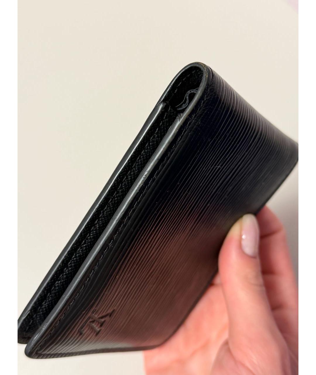 LOUIS VUITTON Черный кожаный кошелек, фото 7