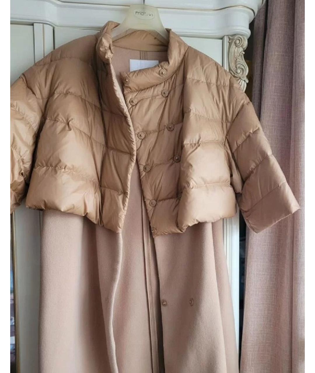 ELISABETTA FRANCHI Золотое шерстяное пальто, фото 2