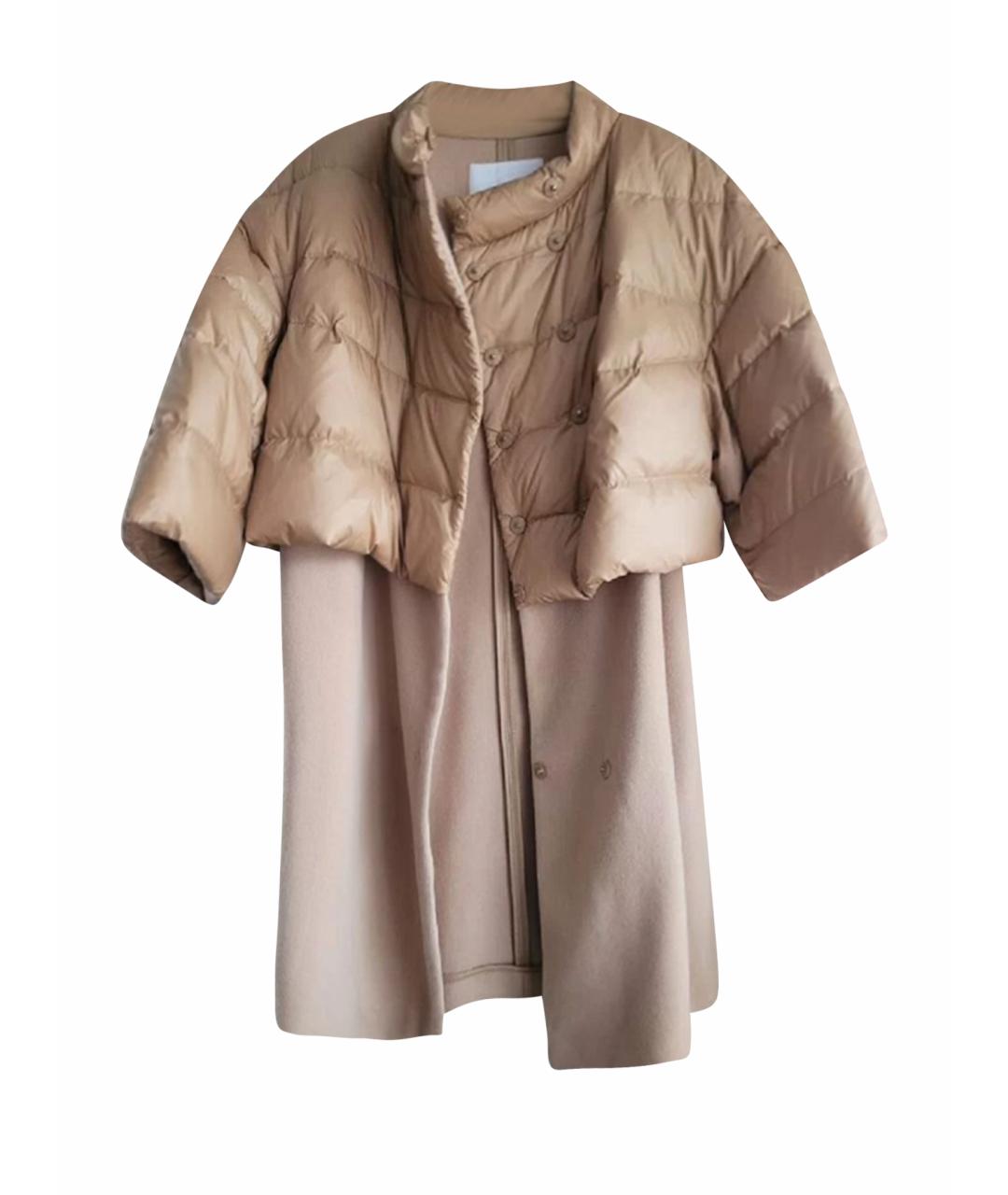 ELISABETTA FRANCHI Золотое шерстяное пальто, фото 1