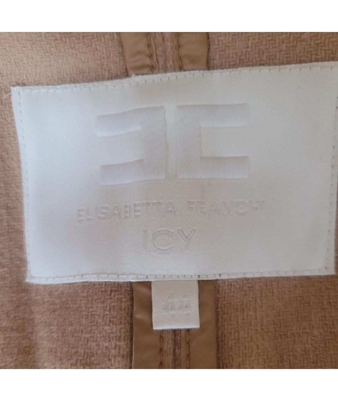 ELISABETTA FRANCHI Золотое шерстяное пальто, фото 6