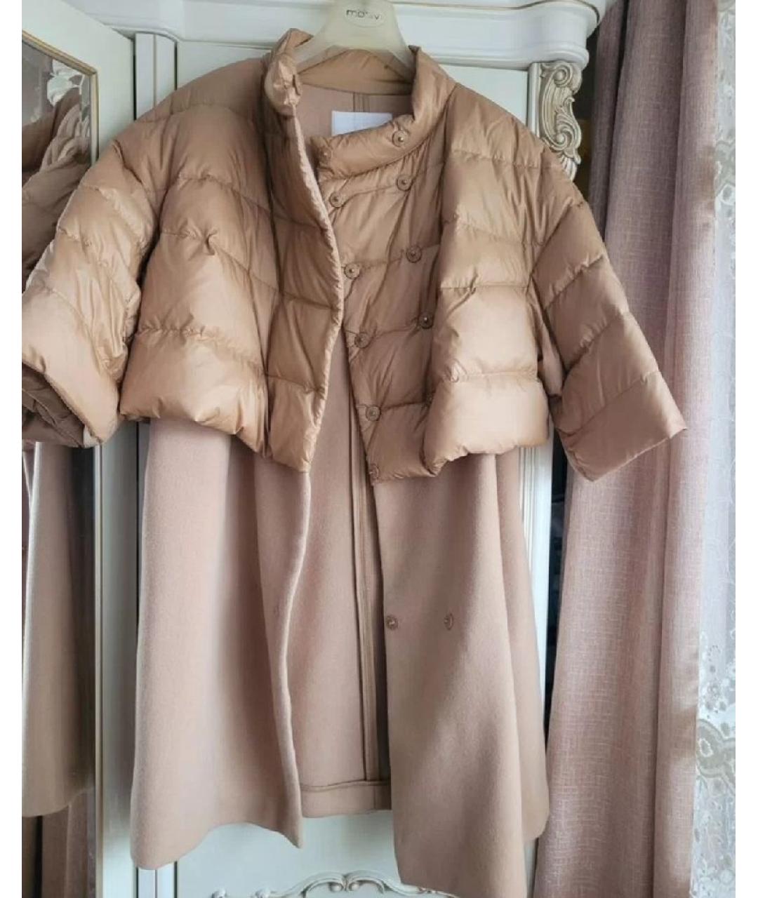 ELISABETTA FRANCHI Золотое шерстяное пальто, фото 7