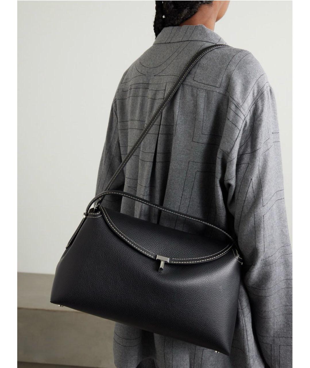 TOTEME Черная кожаная сумка с короткими ручками, фото 4