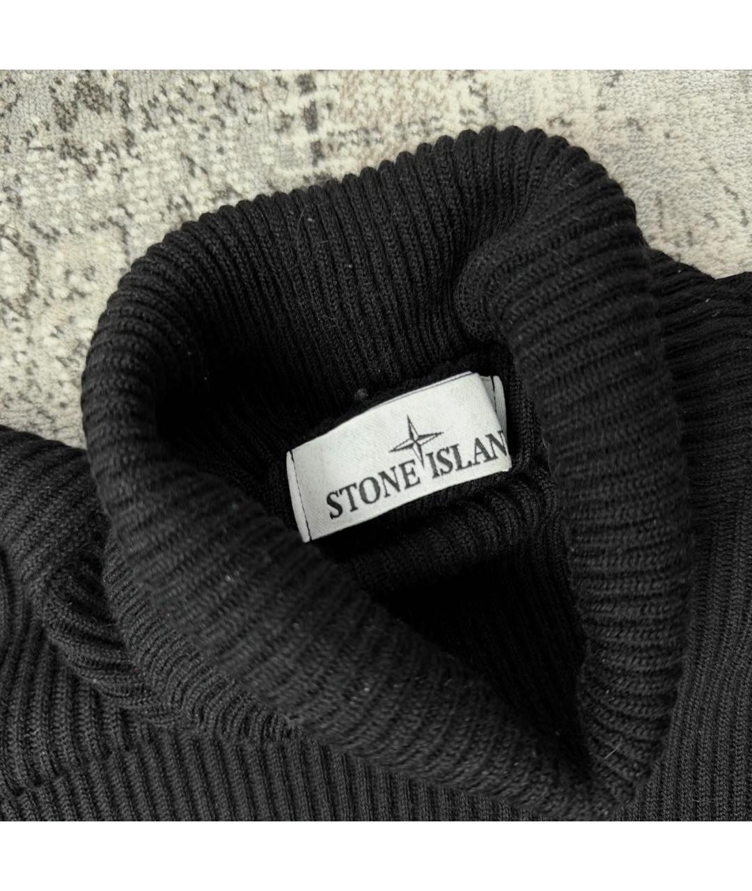 STONE ISLAND Черная шерстяная водолазка, фото 3