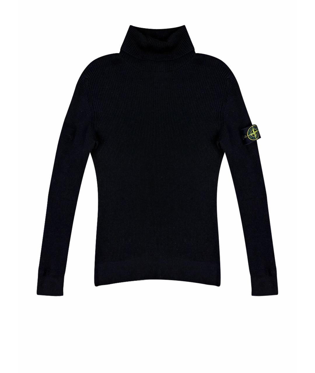 STONE ISLAND Черная шерстяная водолазка, фото 1