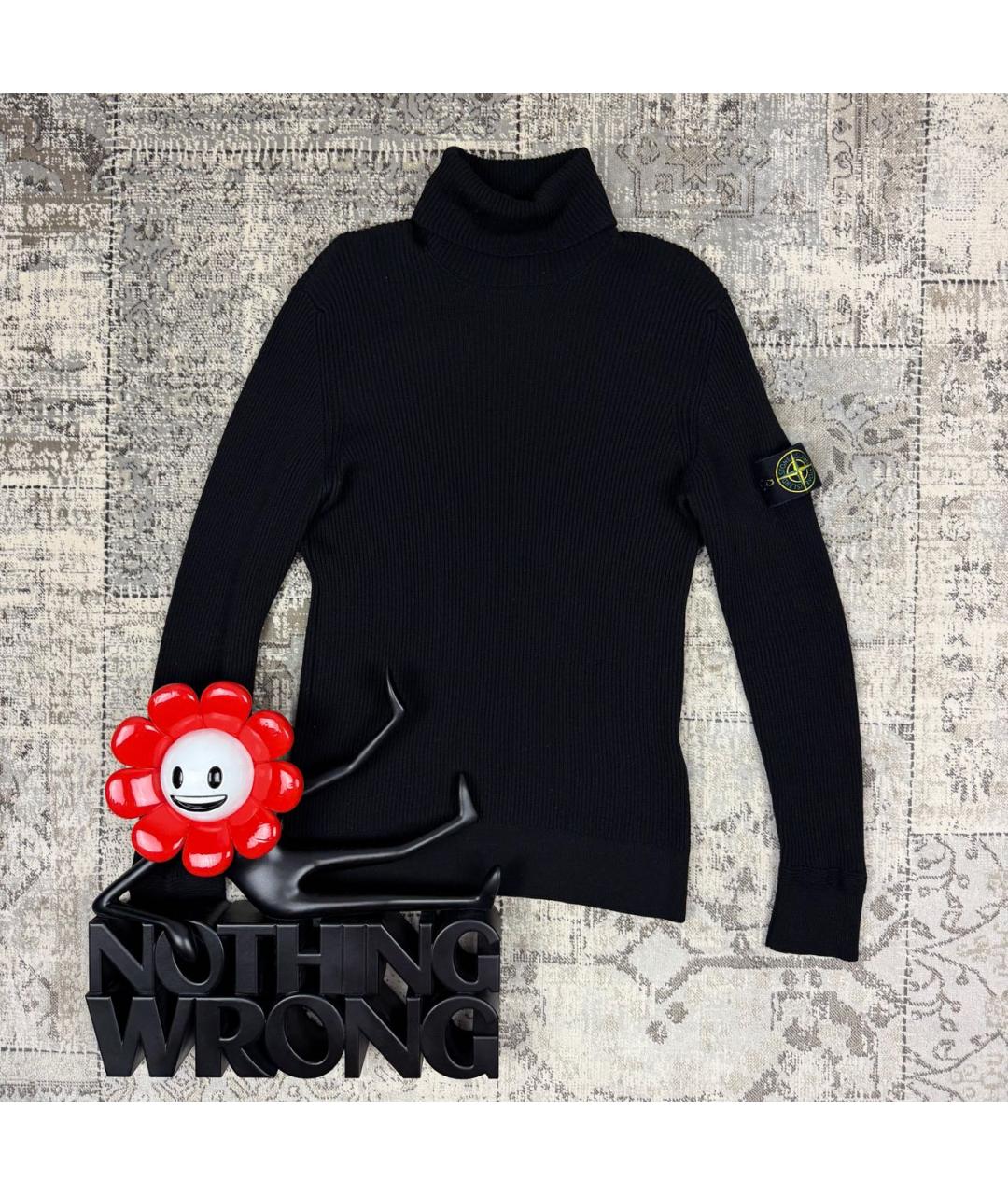 STONE ISLAND Черная шерстяная водолазка, фото 7