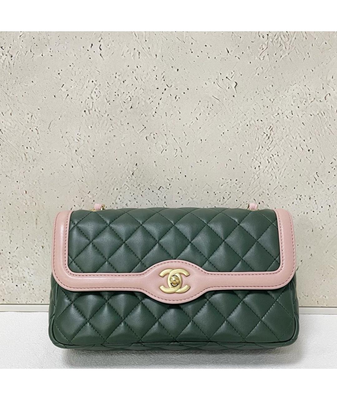 CHANEL Зеленая кожаная сумка через плечо, фото 2