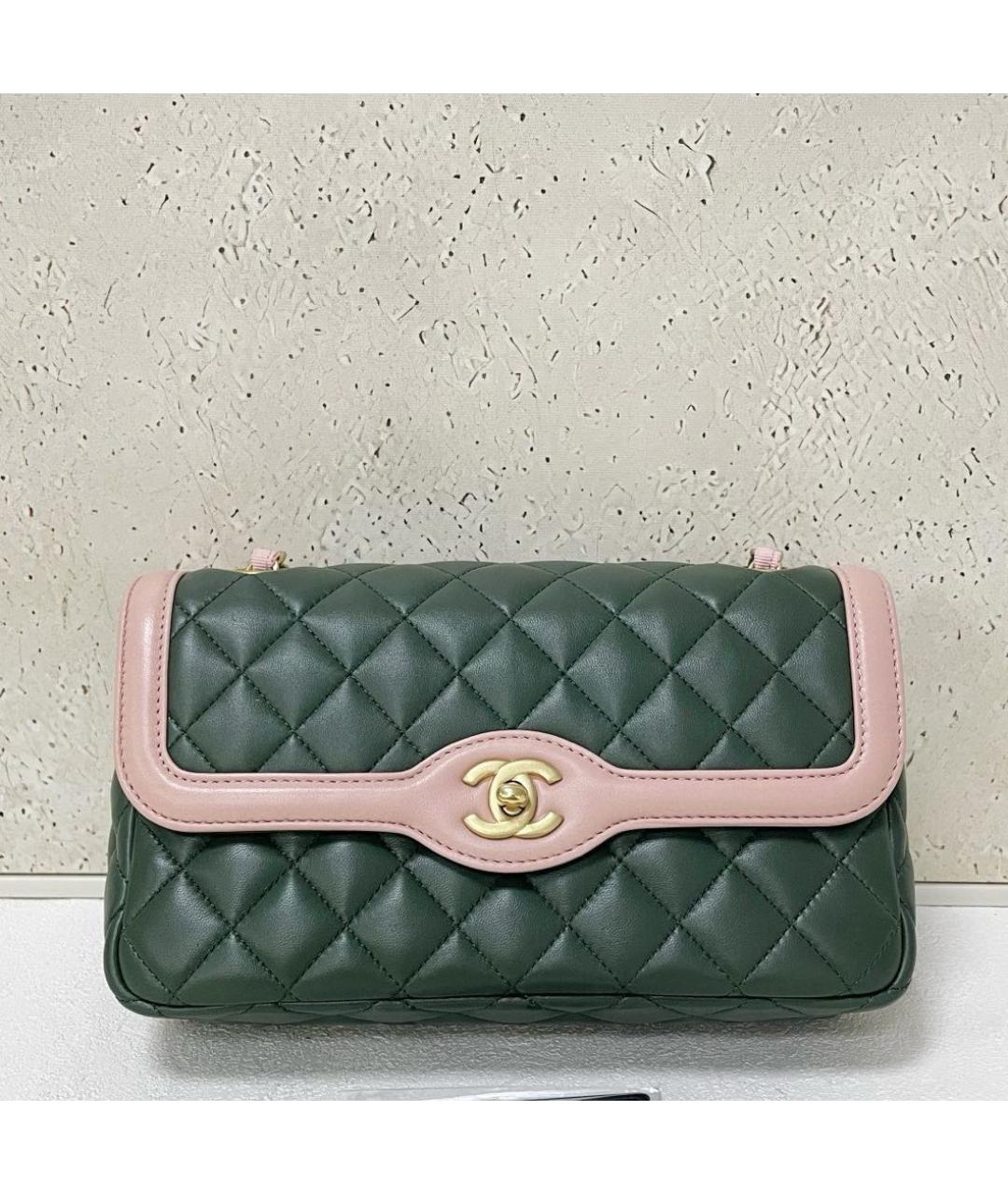 CHANEL Зеленая кожаная сумка через плечо, фото 8