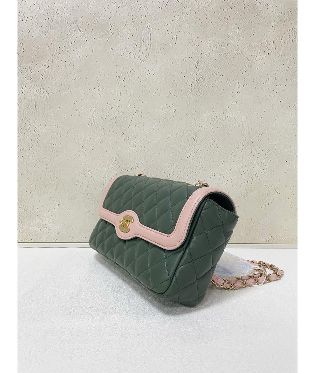 CHANEL Зеленая кожаная сумка через плечо, фото 5