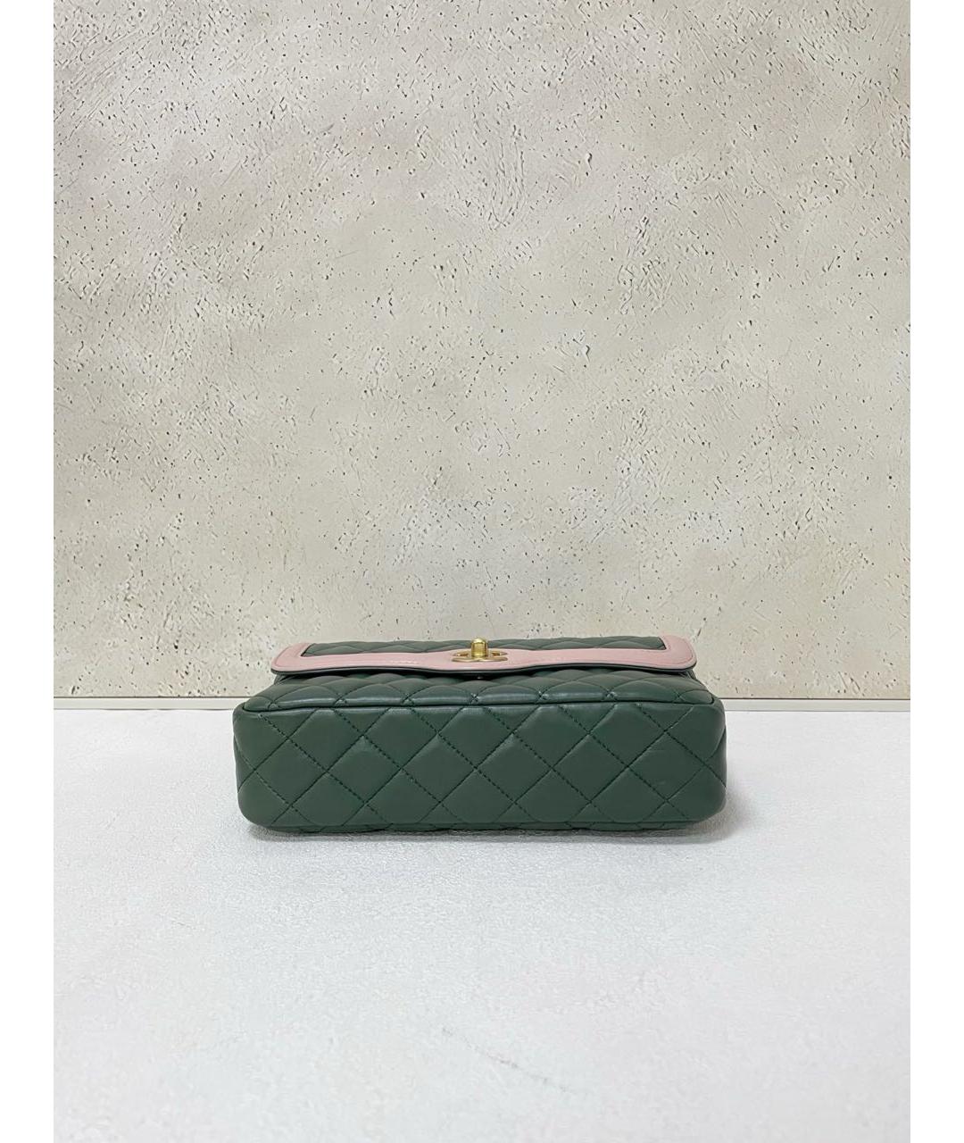 CHANEL Зеленая кожаная сумка через плечо, фото 6