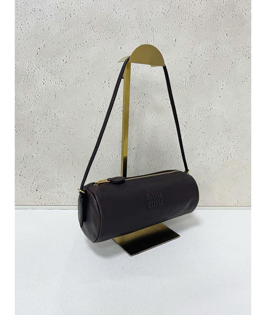 MIU MIU Коричневая кожаная сумка через плечо, фото 4